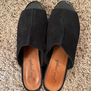 Free People Black Suede Mules